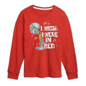 Boys' - SpongeBob SquarePants - Squidward Bed Long Sleeve Graphic T-Shirt - 1 of 4