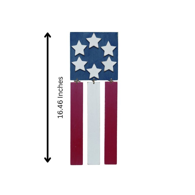 Transpac Wood 16.46 in. Multicolor Patriotic Hanging Layered Vertical Flag Decor, 5 of 6