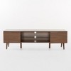 TV Stand, Modern TV Storage Cabinet With Tempered Glass Shelf, TV Console Table With 2 Cabinets, Shelf, Walnut Entertainment Center - 3 of 4