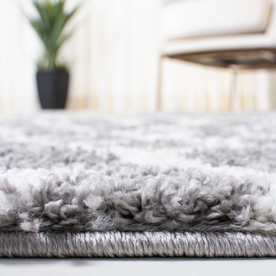 Gray Soft Shag 4' x 6' Hand-Knotted Synthetic Area Rug