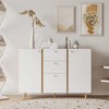 NicBex Modern Elegant Sideboard Cabinet Large Buffet Storage Cabinet with 3 Drawers & Adjustable Shelves for Kitchen,Living Room,White - 4 of 4