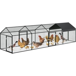 Metal Chicken Coop with Waterproof and Anti-UV Cover,  Large Chicken Run with 3 Doors, Walk in Poultry Cage for Rabbit Duck Goose - 1 of 4