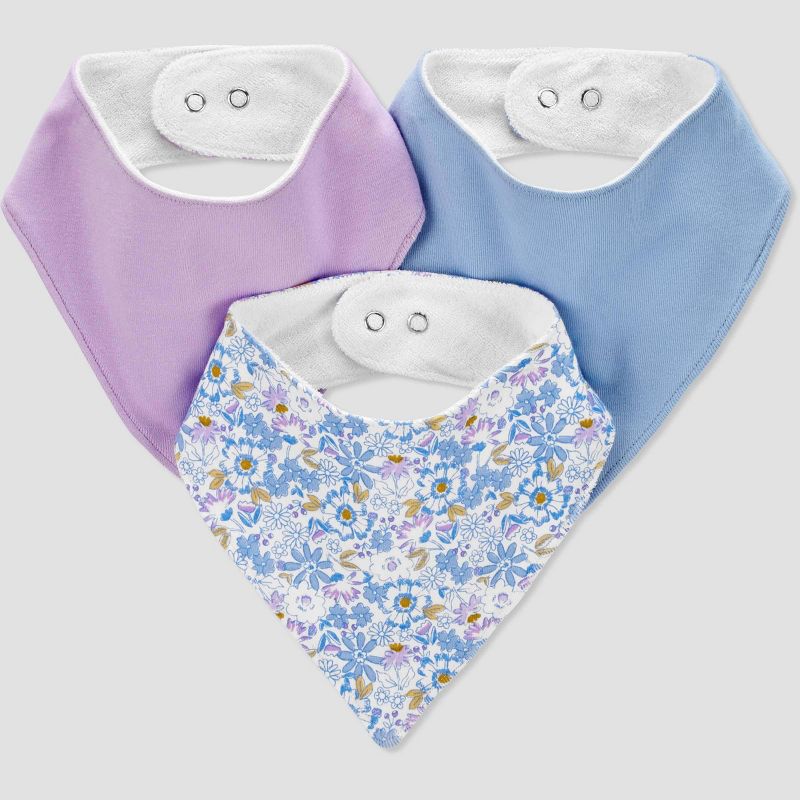 Carter&#39;s Just One by You&#174; Baby Girls&#39; 3pk Floral Bib - Purple, 1 of 5