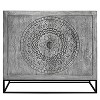 The Urban Port 39" Cabinet with 2 Doors Medallion Engraved Sandblasted Black Iron Framed Stand Gray/Black - 2 of 4