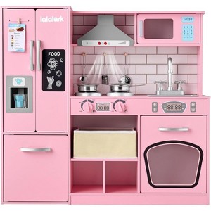 Joyfy Wooden Play Kitchen Set for Toddlers with Lights & Sounds, Fridge, Ice Maker, Cookware, Pretend Play Kitchen Toy for Kids, Gift for Ages 3+ - 1 of 4