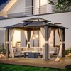 EROMMY 12 Ft. W x 10 Ft. D Hardtop Gazebo, Double layered Roof Gazebo, Black - 4 of 4