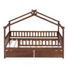 Racxily Twin Wooden House Bed, Classic Design with 2 Drawers & Roof - 2 of 4