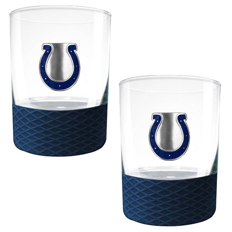 NFL Indianapolis Colts 14oz Rocks Glass Set with Silicone Grip - 2pc, 1 of 2