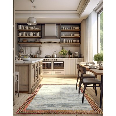 Handwoven Ivory Stripe Indoor Rug with Easy Care & Stain Resistance