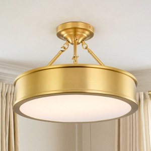 Rennnsan Ombrion 18"W Drum Modern LED Dimmable Flush Mount in Gold - 1 of 4