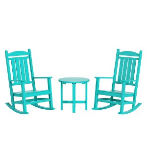 WestinTrends 3 Piece Outdoor Porch Rocking Chairs with Round Side Table Set - 1 of 4