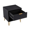 ORRD 20" Nightstand, Fluted Bedside Table with 1 Drawer & Open Shelf for Bedroom, Modern Farmhouse End Table in Black - 4 of 4