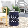 CAVINAS Outdoor Cast Iron Cylinder Patio End Table, Metal end Table Accent Table for Outdoor and Indoor Use, White - 2 of 4
