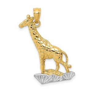 Black Bow Jewelry 14K Yellow Gold and White Rhodium 2D Giraffe Pendant, 15 x 29mm - 1 of 4