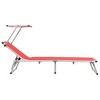 vidaXL Folding Sunlounger with Adjustable Sunroof and Backrest - Lightweight and Portable Aluminum and Textilene Fabric in Striking Red Color - 3 of 4