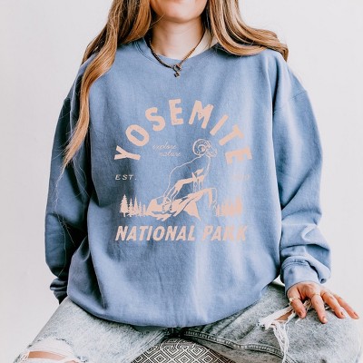 Simply Sage Market Women's Lightweight Garment Dyed Graphic Sweatshirt Yosemite National Park