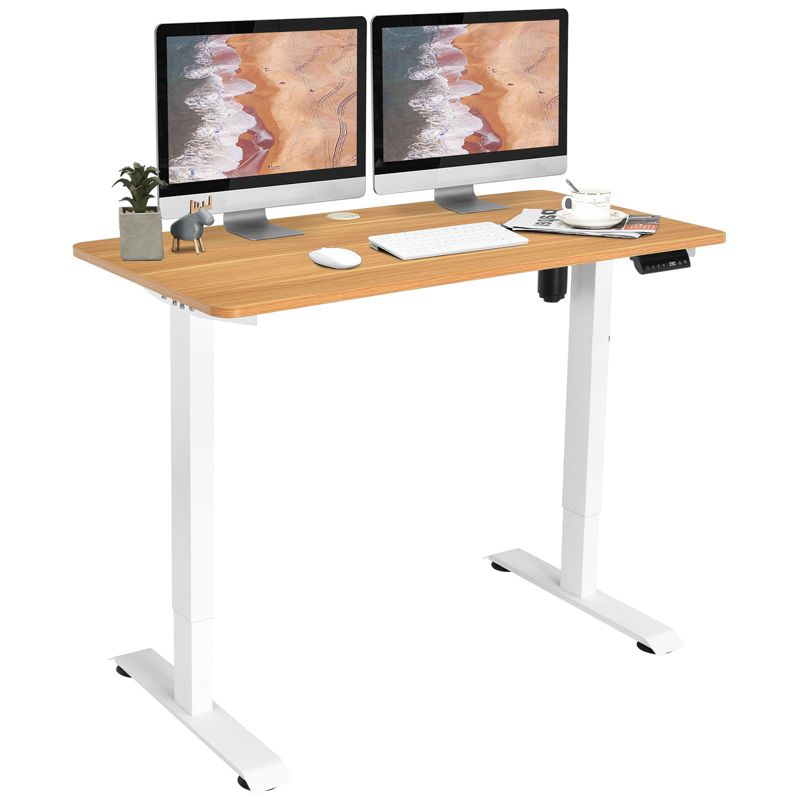 Tangkula Electric Height Adjustable Mobile Standing Desk Home Office Stand Up Computer Workstation Black/Maple/Teak/White, 1 of 11