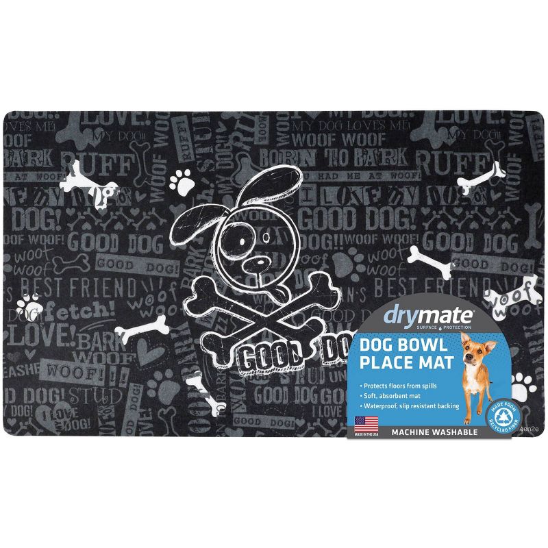 Drymate 12&#34;x 20&#34; Feeding Placemat for Cats and Dogs - Black, 1 of 8