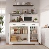 Farmhouse Sideboard Buffet with Microwave Stand, Barn Doors Buffet Storage Cabinet with Drawers and Shelves, Wood Coffee Bar Cabinet - 4 of 4