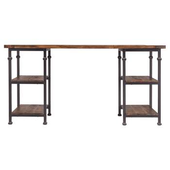 Ronay Wood Writing Desk with Storage Weathered Brown - Inspire Q