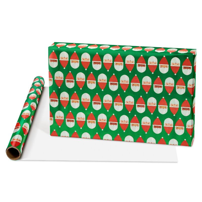20 sq ft Santa Faces Foil Christmas Wrapping Paper, 4 of 7