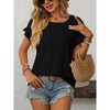 Coolmee Womens Summer Ruffle Short Sleeve Tops Crewneck Hollow Out T Shirts Casual Blouses - 4 of 4