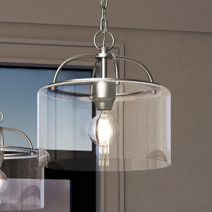 Urban Ambiance Luxury Modern Farmhouse Pendant 13''H x 13''W,  Brushed Nickel Finish,  Armidale Collection, UHP3972 - 1 of 4