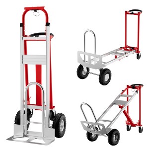 3 in 1 Convertible Hand Truck Dolly, 770 LBS Capacity Aluminum Folding Trolley with Wheels & Elastic Straps, Utility Dolly Cart for Warehouse - 1 of 4