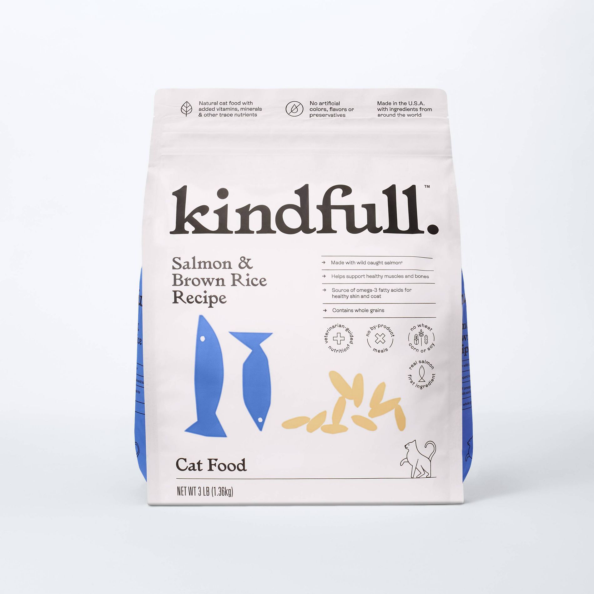 Salmon and Brown Rice Recipe Flavor Dry Cat Food - Kindfull™