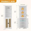 64" Tall Farmhouse Corner Cabinet with 2 Barn Doors | Multi-Purpose Buffet Pantry Adjustable Shelves for Bathroom, Dining Room, Kitchen White - 2 of 4