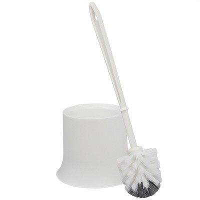 Home Basics Plastic Toilet Brush with Compact Holder, White