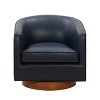 NicBex Leather Barrel Swivel Chair,Upholstered Swivel Living Room Chairs with Curved Backrest and Wood Base,Accent Chairs for Living Room - 2 of 4