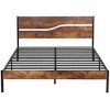 VECELO Metal Platform Bed Frame with Wooden Headboard - 2 of 4