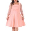 Agnes Orinda Women's Plus Size Pleat Front Square Neck Sheer Sleeve Flowy A-Line Dresses - 2 of 4