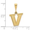 Black Bow Jewelry 14k Yellow Gold, Ashley Collection, Textured Initial V Pendant - 3 of 4