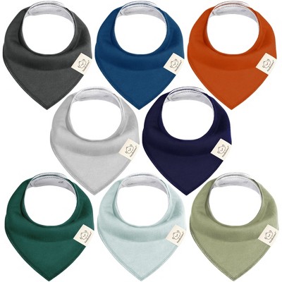 Image of 8pk Organic Baby Bandana Bibs, Baby Drool Bibs for Baby Boy, Girl, Baby Bibs for Infant, Newborn  (Hunter)
