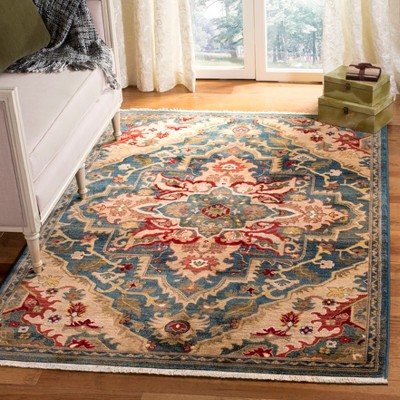 Elysian Blue Floral Easy-Care Synthetic Area Rug, 5'1" x 7'5"