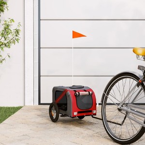 vidaXL Pet Bike Trailer Red and Gray Oxford Fabric and Iron - 1 of 4