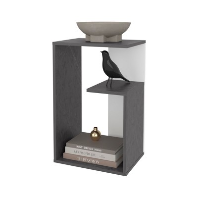 Syemin End Tables 2 Tiers Modern End Table, Accent Tables for Small Spaces, Narrow Storage Bed Side Table, Night Stands, Gray, 11.8"*15.7"*24.9"