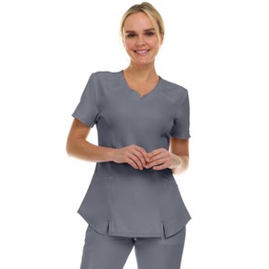 Medichic Scrubs Women's V-Neck Notch Fashion Stretch Scrub Top with Two Pockets, Flex Easy Care Fabric - 1 of 4