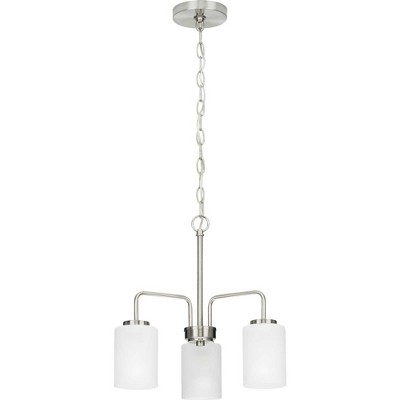 Merry 3-Light Brushed Nickel and Etched Glass Chandelier