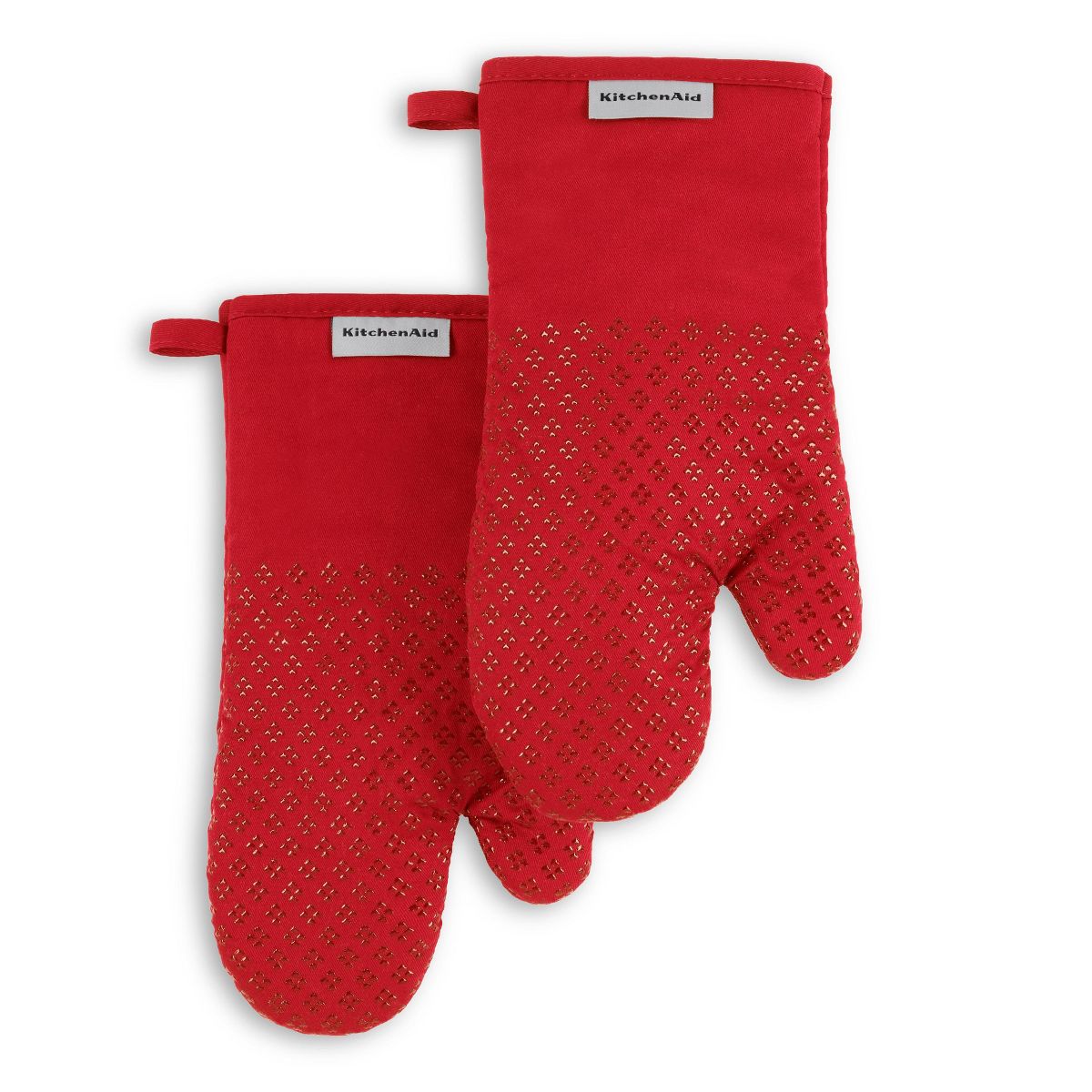 KitchenAid 2pk Cotton Asteroid Oven Mitts, Red: Hot Pads & Oven Gloves, Machine Washable, 12.5" x 7"