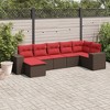 vidaXL 7 Piece Patio Sofa Set with Cushions Brown Poly Rattan - 2 of 4