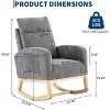 Rocking Chair, Upholstered Glider Chair with Side Pocket, Nursery Chair with High Backrest and Rubber Wood Legs for Living Room, Bedroom, Nursing Room - 2 of 4