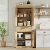 Homhougo Rustic Pantry Cabinet with Rattan Doors - 69" Tall Storage Organizer with Adjustable Shelves & Drawer Natural - 3 of 4