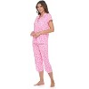 Casual Nights Women's Rayon Printed Short Sleeve Capri Pajama Set - 2 of 4