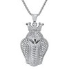 Steeltime Men's stainless steel and simulated diamonds cobra king snake pendant. Color Options: Silver, Gold, Black - 2 of 4