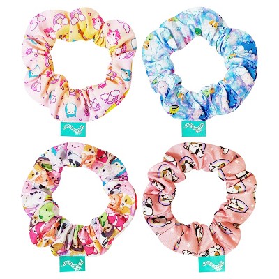 Squishmallows Printed Scrunchies 4pcs Set for Girls Squishmallows Hair Accessories