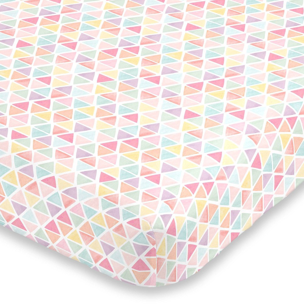 Photos - Bed Linen NoJo Watercolor Rainbow Mosaic Super Soft Fitted Crib Sheet