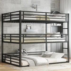 KWPZQEB Triple Bunk Bed with Safety Guardrails & Ladder, Metal Triple Bunk Bed with Noise-reduced Design, No Box Spring Need, Easy Assembly - 1 of 4